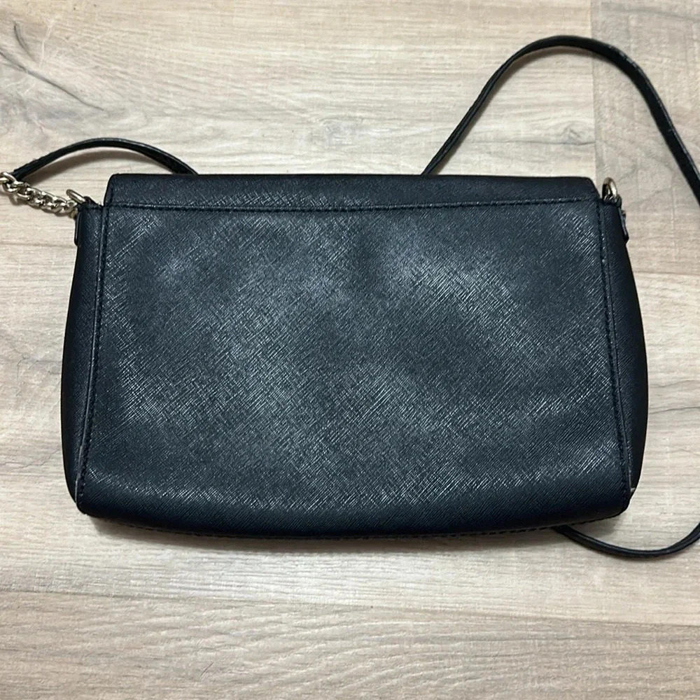 Kate Spade Black Leather Flap Crossbody Bag with silver hardware details - Picture 13 of 14